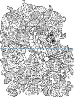 Horse with flowers file cdr and dxf free vector download for print or laser engraving machines