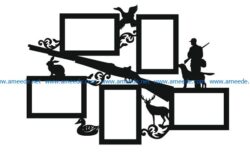 Hunting frame fixed file cdr and dxf free vector download for print or laser engraving machines