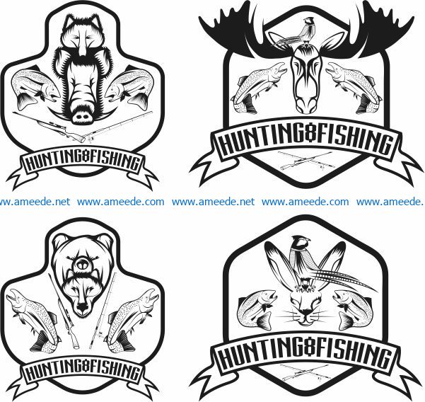 Hunting symbols file cdr and dxf free vector download for print or laser engraving machines