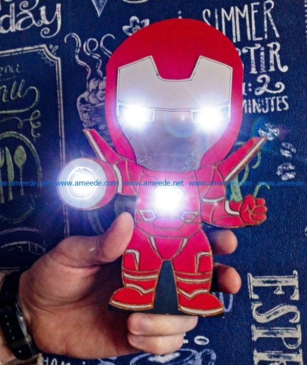 Iron Man Night Light file cdr and dxf free vector download for Laser cut