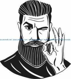 Man with a beard free vector download for print or laser engraving machines