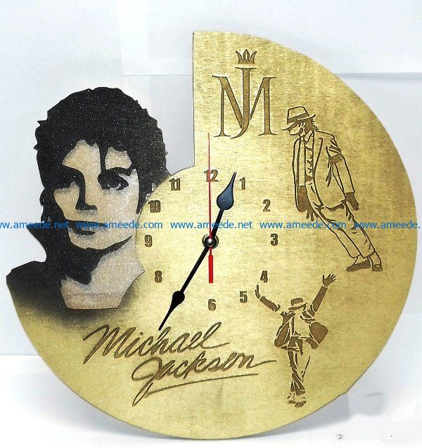 Michael Jackson wall clock file cdr and dxf free vector download for Laser cut