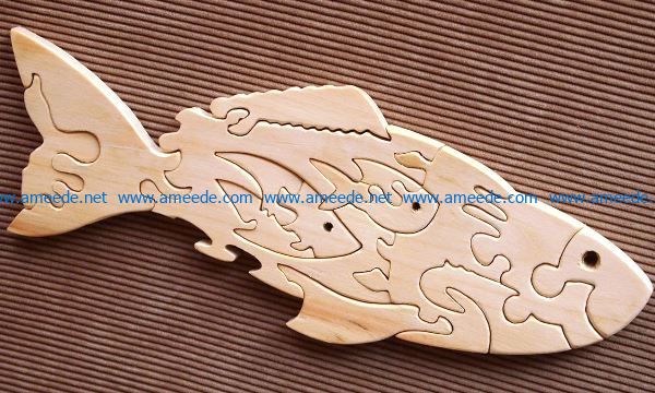 Mother and child fish free vector download for laser engraving machines and laser cut