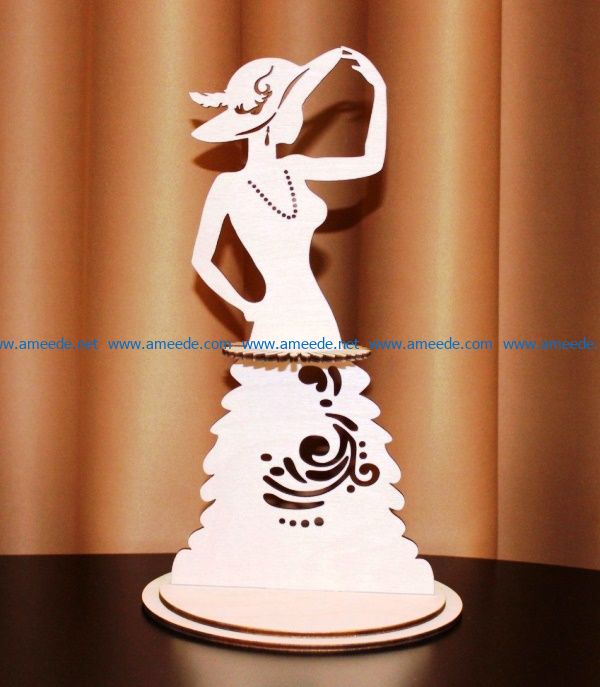 Napkin holder lady in a hat file cdr and dxf free vector download for Laser cut