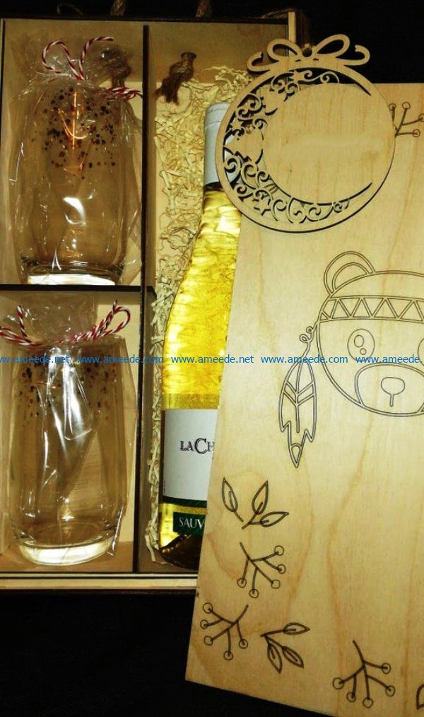 New Year wine bag file cdr and dxf free vector download for Laser cut