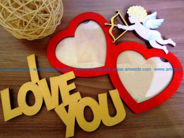 Photo frame i love you file cdr and dxf free vector download for Laser cut