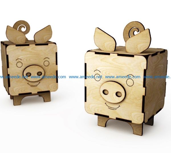 Pig box file cdr and dxf free vector download for Laser cut
