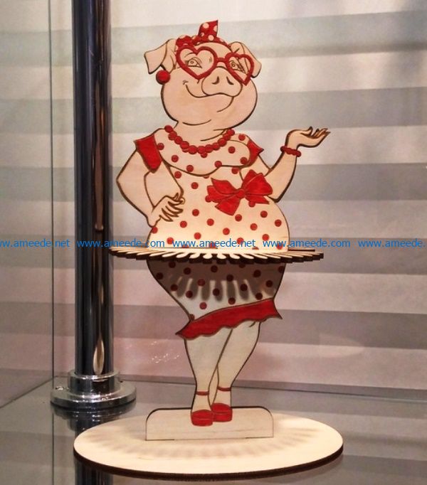 Pig lady napkin holder file cdr and dxf free vector download for Laser cut