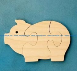 Pig puzzle piece file cdr and dxf free vector download for Laser cut