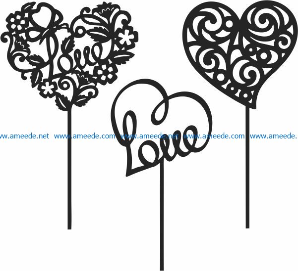 Toppers heart file cdr and dxf free vector download for Laser cut