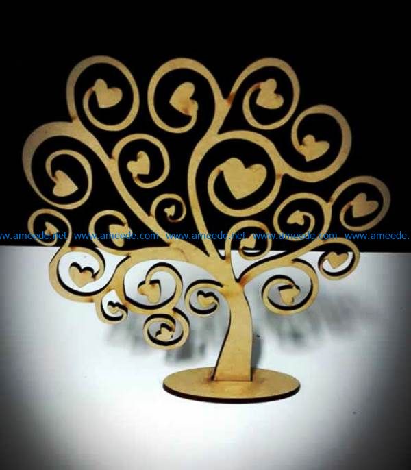 Tree Hearts file cdr and dxf free vector download for Laser cut