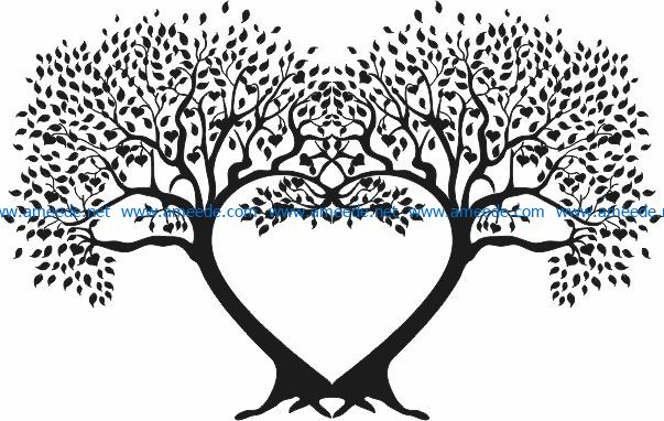 Tree to carve hearts file cdr and dxf free vector download for print or laser engraving machines