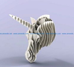 Unicorn head file cdr and dxf free vector download for Laser cut