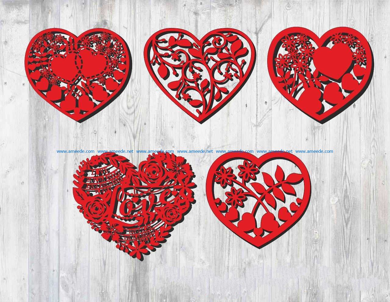 Valentine heart file cdr and dxf free vector download for Laser cut