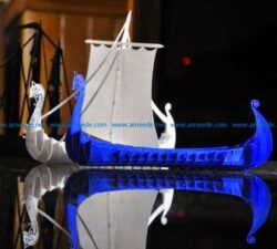 Viking Boat file cdr and dxf free vector download for Laser cut