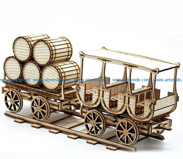 Wagon and barrels for cutting file cdr and dxf free vector download for Laser cut