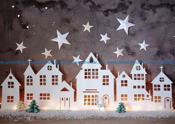 Winter village file cdr and dxf free vector download for Laser cut 5 Winter village file cdr and dxf free vector download for Laser cut