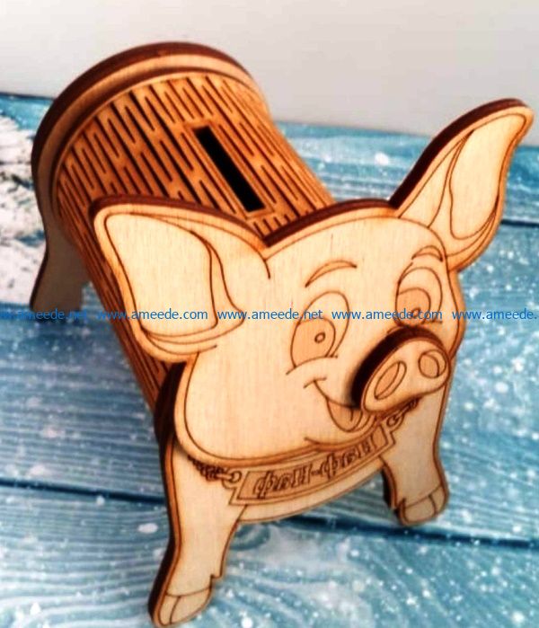 Wooden Piggy bank file cdr and dxf free vector download for Laser cut