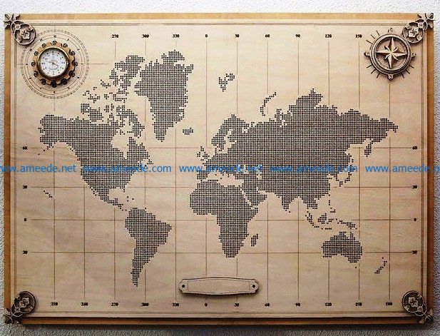 World map file cdr and dxf free vector download for laser engraving machines