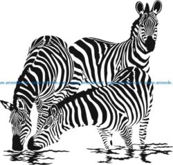 Zebra family drink water file cdr and dxf free vector download for print or laser engraving machines