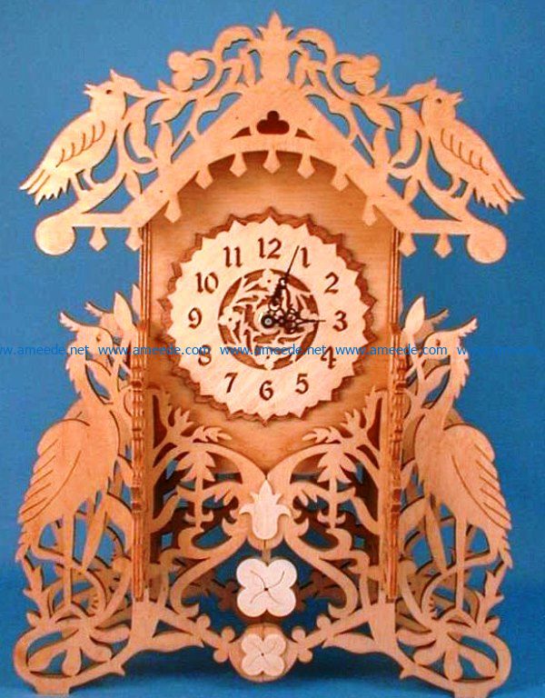 bird clock file cdr and dxf free vector download for Laser cut