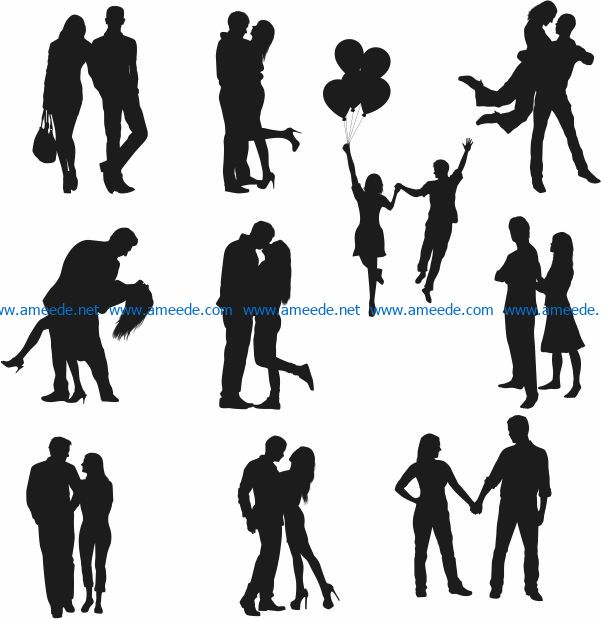 couples in love file cdr and dxf free vector download for Laser cut Plasma file Decal