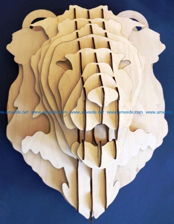 female lion's head file cdr and dxf free vector download for Laser cut CNC