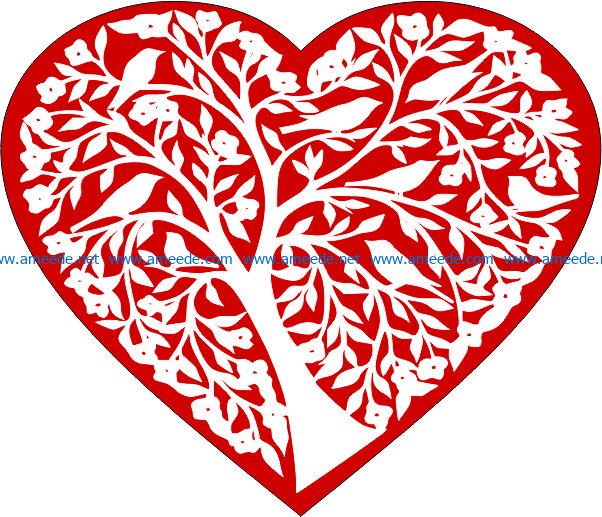 heart and tree file cdr and dxf free vector download for laser engraving machines