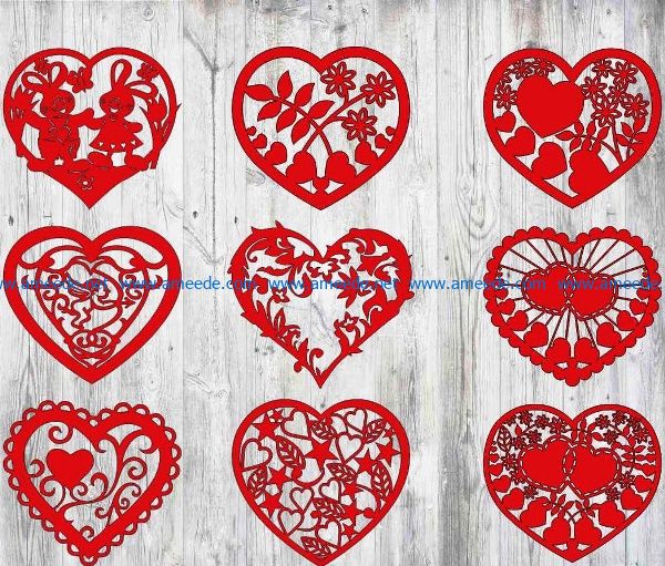 heart cover file cdr and dxf free vector download for Laser cut