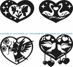 heart valentine’s day  file cdr and dxf free vector download for Laser cut Plasma