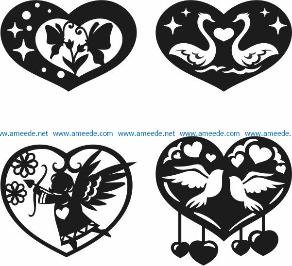 heart valentine's day file cdr and dxf free vector download for Laser cut Plasma