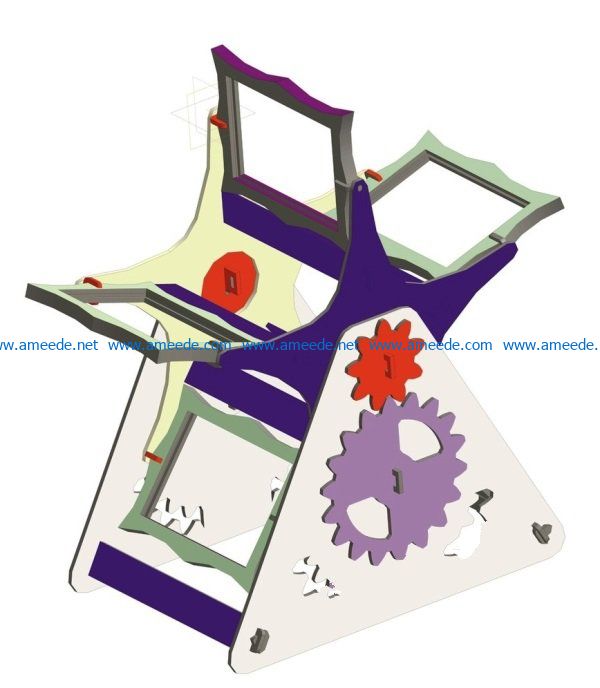 photo holder with gears file cdr and dxf free vector download for Laser cut