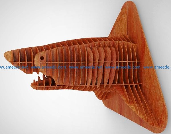 shark head file cdr and dxf free vector download for Laser cut CNC