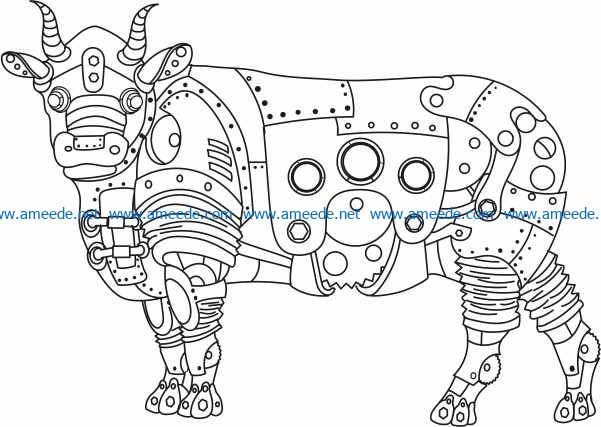 steampunk cow file cdr and dxf free vector download for laser engraving machines