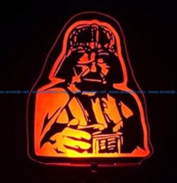 3D illusion led lamp Darth Vader free vector download for laser engraving machines
