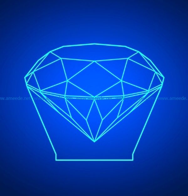 3D illusion led lamp diamond free vector download for laser engraving machines