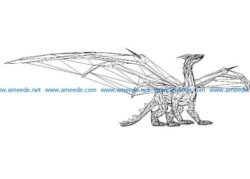 3D illusion led lamp dinosaur has wings  free vector download for laser engraving machines