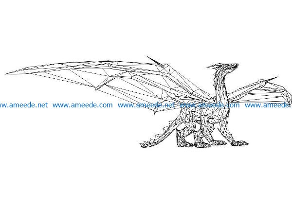 3D illusion led lamp dinosaur has wings free vector download for laser engraving machines