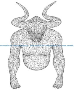 3D illusion led lamp orc portrait  free vector download for laser engraving machines