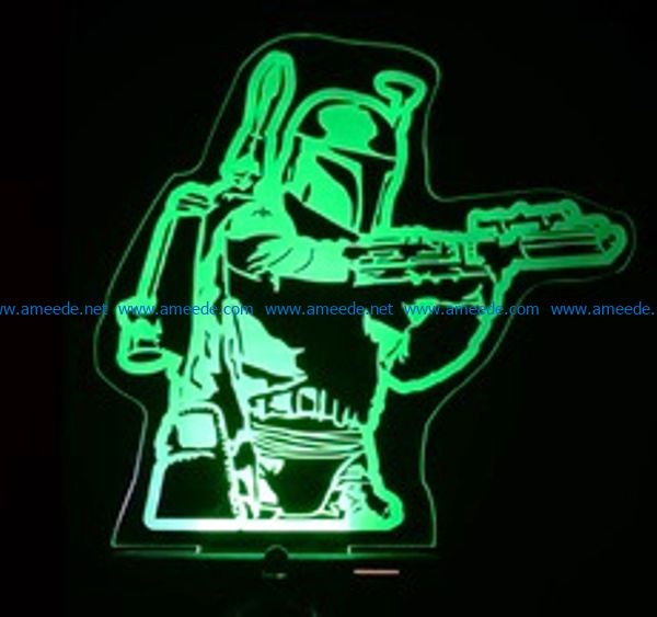 3D illusion led lamp star war free vector download for laser engraving machines