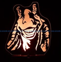 3D illusion led lampStar war character free vector download for laser engraving machines
