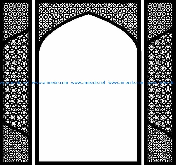Arab style gate file cdr and dxf free vector download for Laser cut CNC