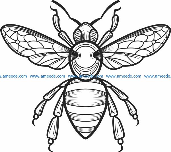 Bee file cdr and dxf free vector download for laser engraving machines