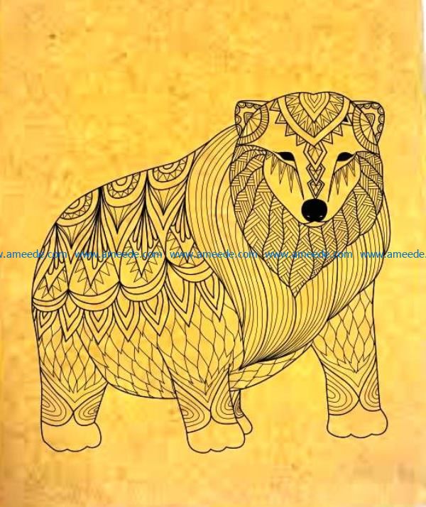 Big Bear file cdr and dxf free vector download for laser engraving machines