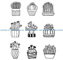 Cactus file cdr and dxf free vector download for laser engraving machines