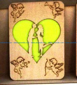 Couple postcards file cdr and dxf free vector download for Laser cut