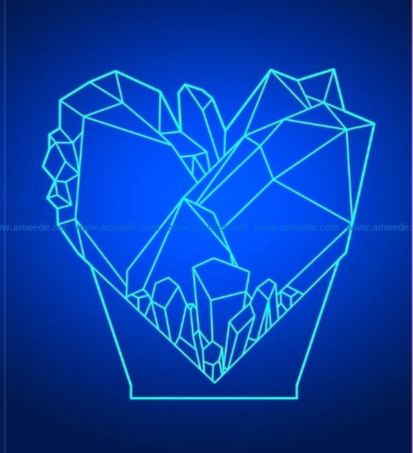 Crystal Heart file cdr and dxf free vector download for laser engraving machines