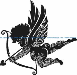 Cupid in tattoo file cdr and dxf free vector download for laser engraving machines