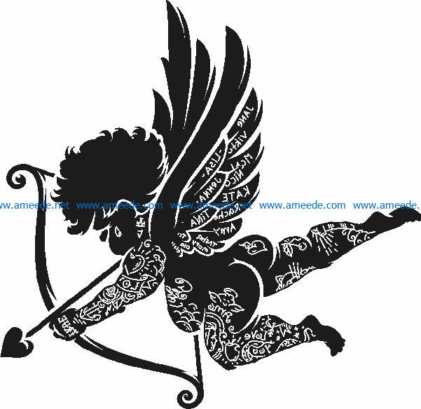 Cupid in tattoo file cdr and dxf free vector download for laser engraving machinesCupid in tattoo file cdr and dxf free vector download for laser engraving machines