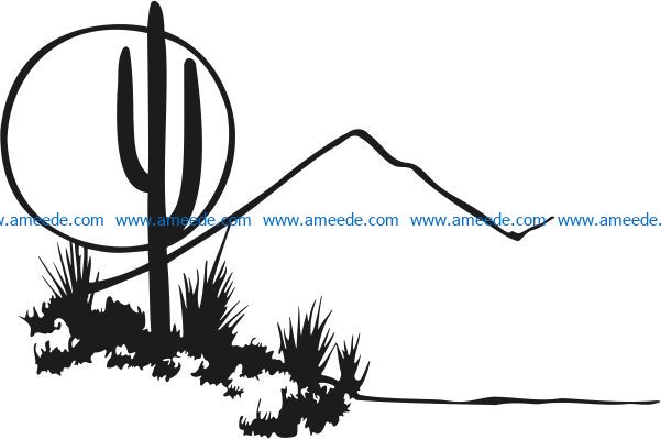 Desert painting file cdr and dxf free vector download for Laser cut Plasma